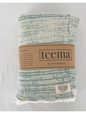 Teema Mint Tides XL Organic Cotton Turkish Towel Bath Sheet 64" x 52" New